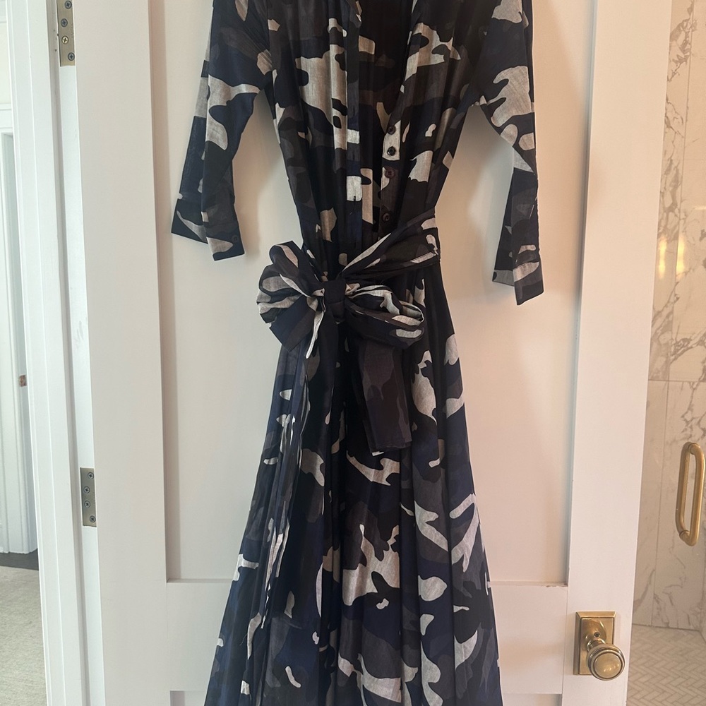 SAMANTHA SUNG Navy and White Camouflage Dress
